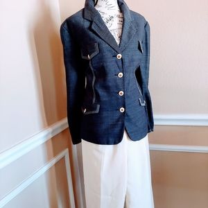 LOUIS FERAUD 14 NAVY WHITE LOGO TOP STITCH JACKET